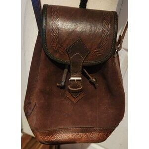 VINTAGE Boho Hippie BOLIVIA Handmade Tooled LEATHER Crossbody ShoulderBag Purse